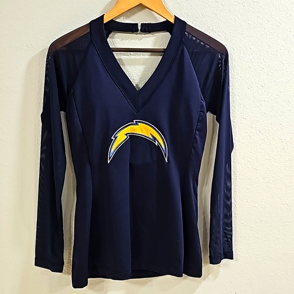 All Sport Couture Los Angeles Chargers Mesh Long Sleeve Top NWT Size M